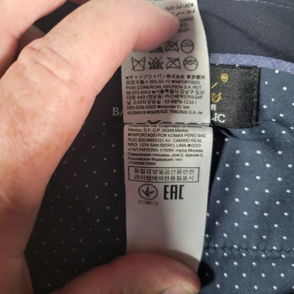 Banana Republic Aiden Fit Pants Men 33x34 Blue Grey Plaid Slim Wool Blend Chino